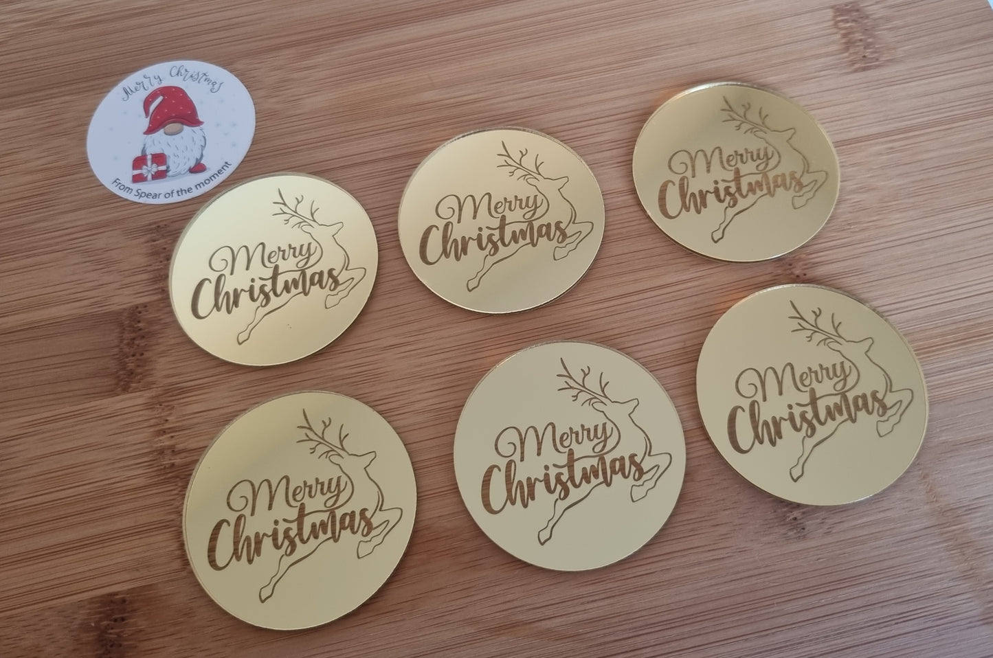 Acrylic Merry Christmas Reindeer toppers x6 (limited stock)