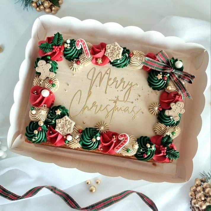 Merry Christmas Sheet cake topper style 1