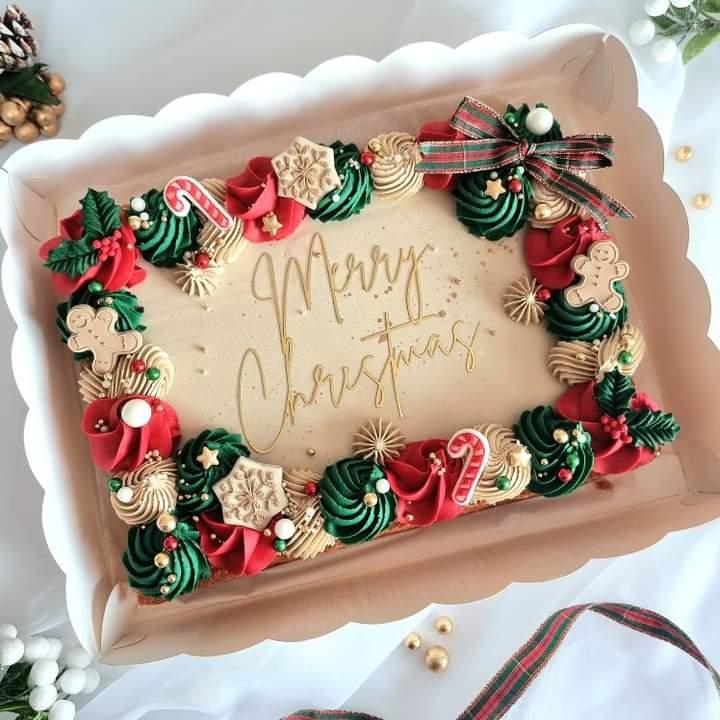 Merry Christmas Sheet cake topper style 1