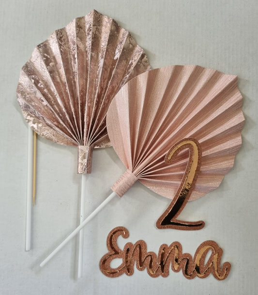 Rose Gold & Pink Palm/Name/Age Set