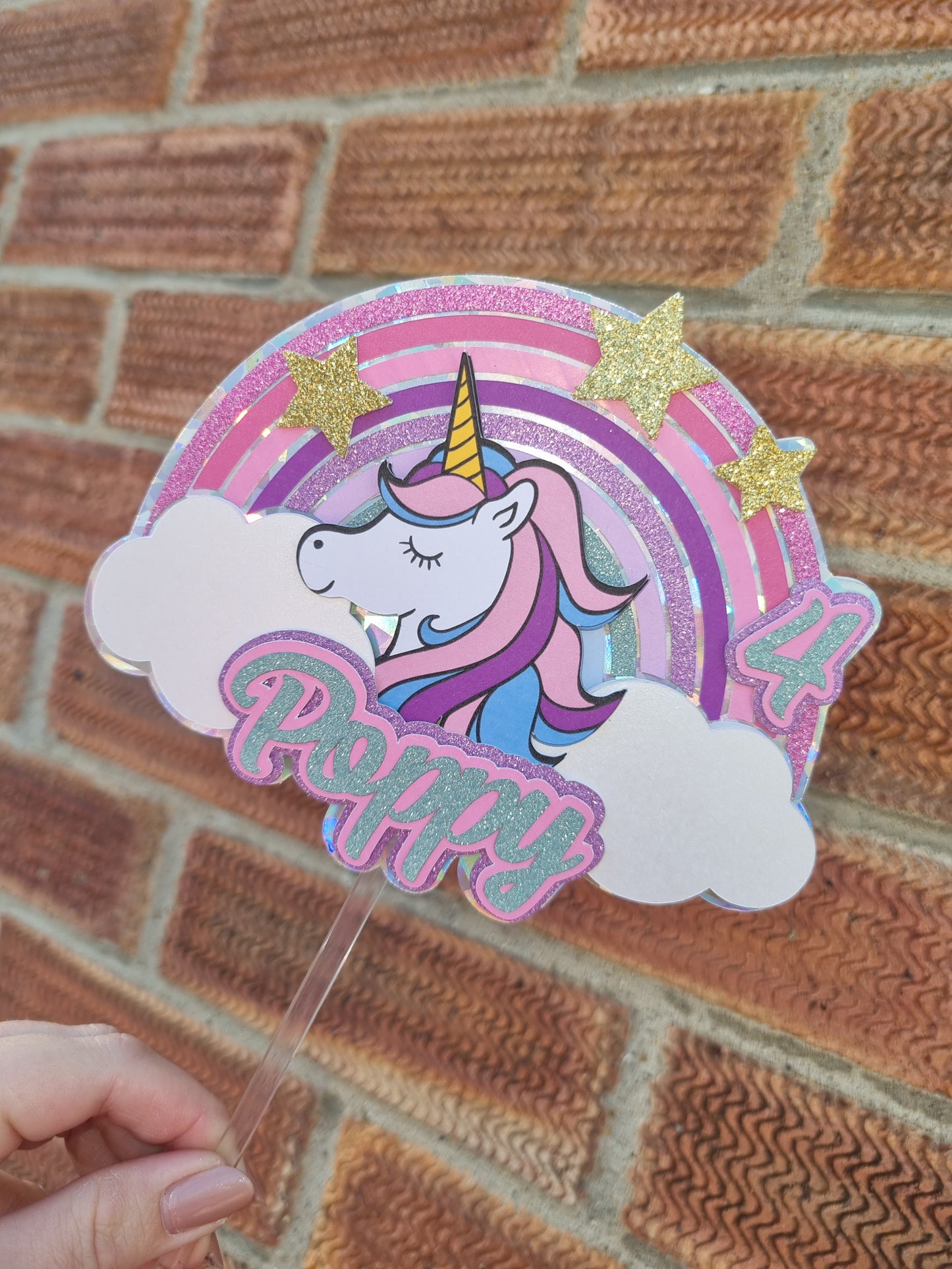 Unicorn/Rainbow Personalised Topper