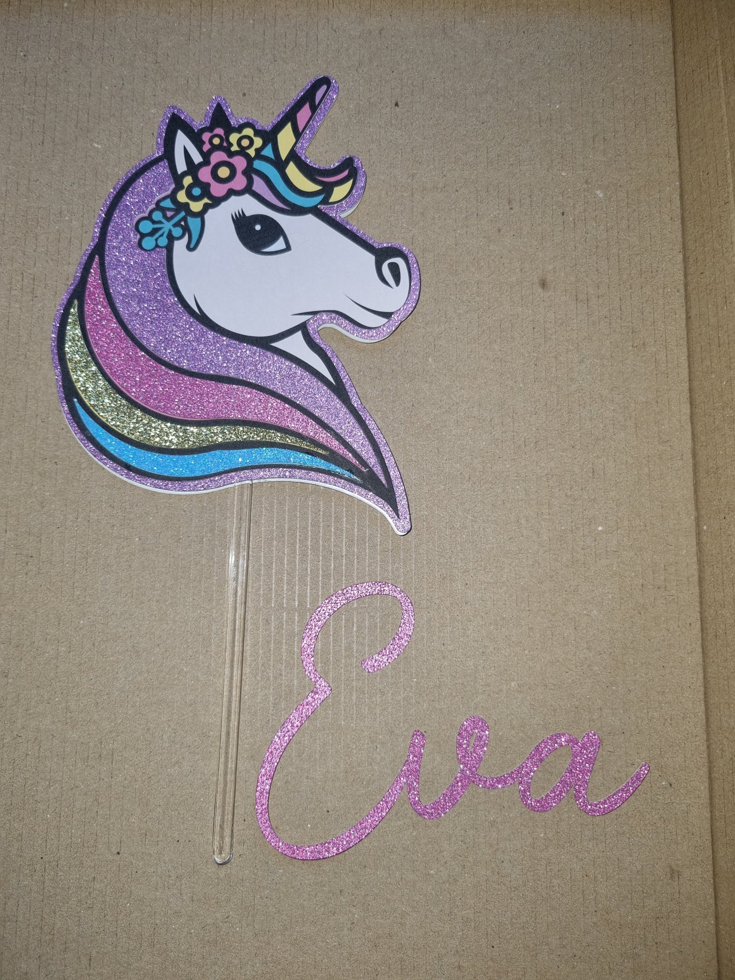 Unicorn topper & matching name charm