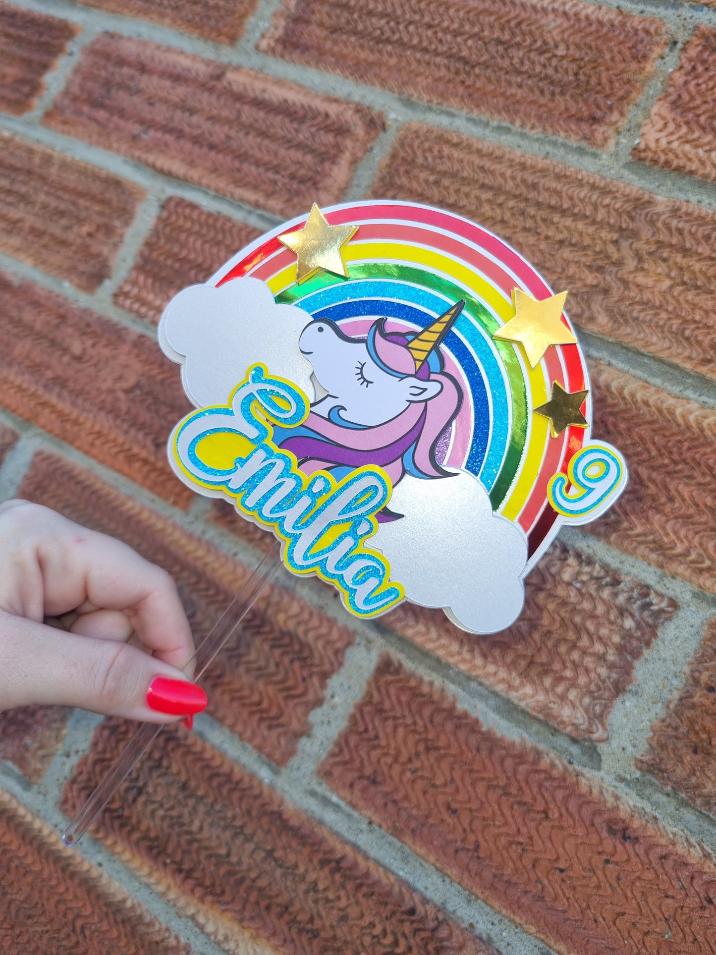 Unicorn/Rainbow Personalised Topper