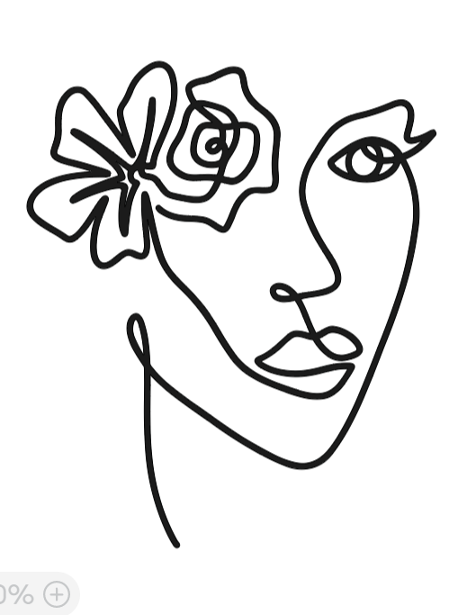 Floral face continuous line art charm