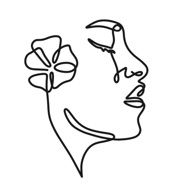 Floral face continuous line art charm