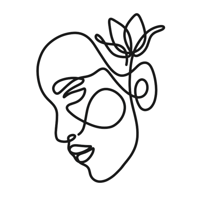 Floral face continuous line art charm