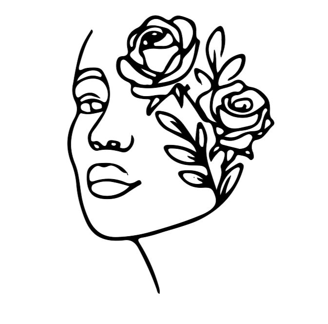 Floral face continuous line art charm