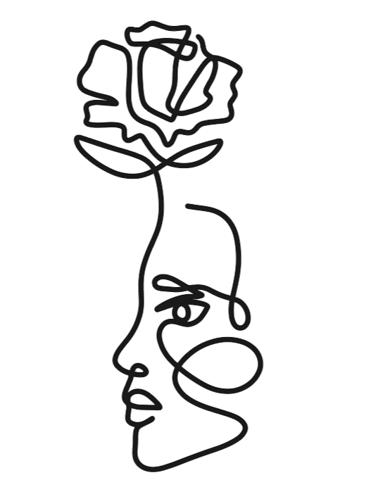 Floral face continuous line art charm