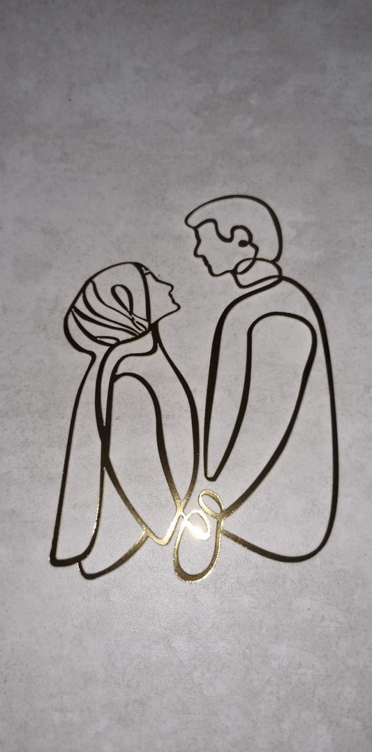 Nikah Couple one line art charm